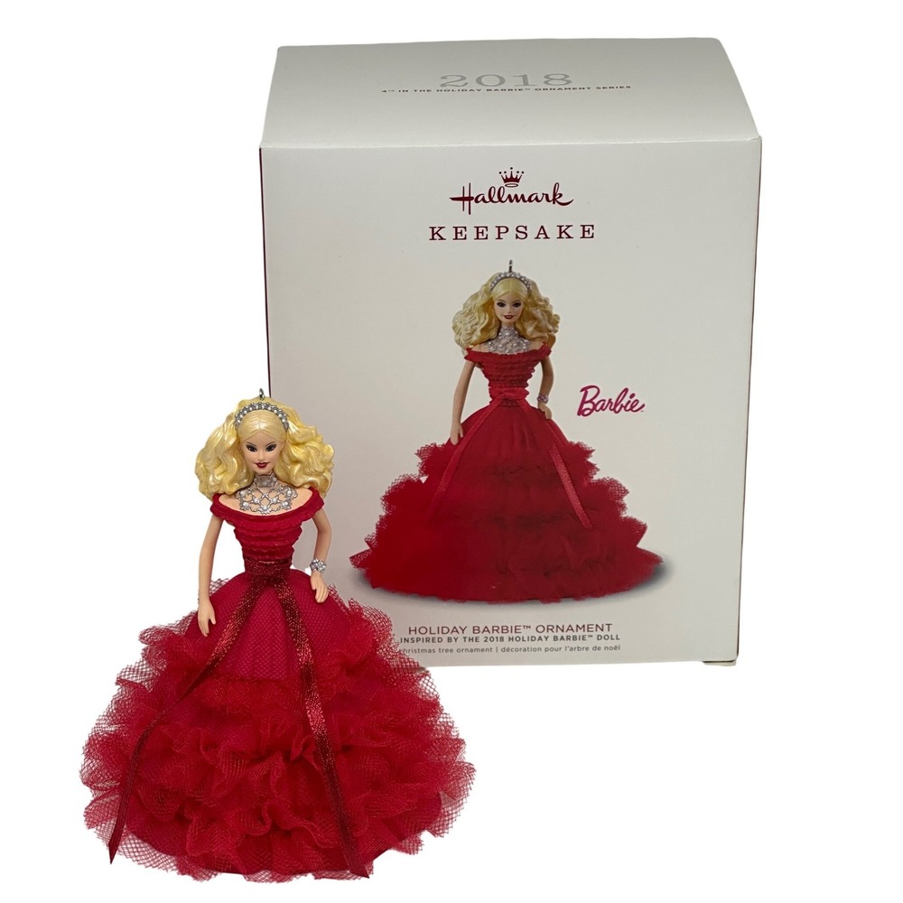 Hallmark Keepsake Holiday Barbie Red Gown 2018 Christmas Ornament Collector Box